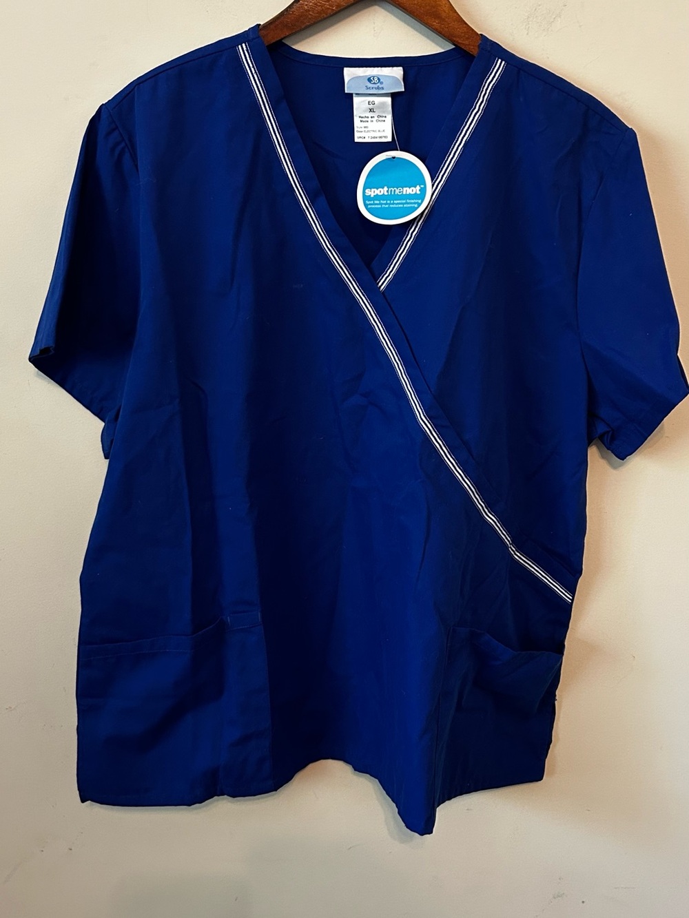 SB Scrubs Royal Blue V Neck Scrub Top Medical Uniform‎ X-Large XL